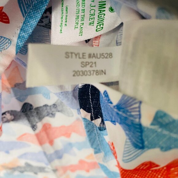 J.Crew Men Size Medium Fish All Over Graphic Print Style AU528 Button Shirt - Picture 9 of 13